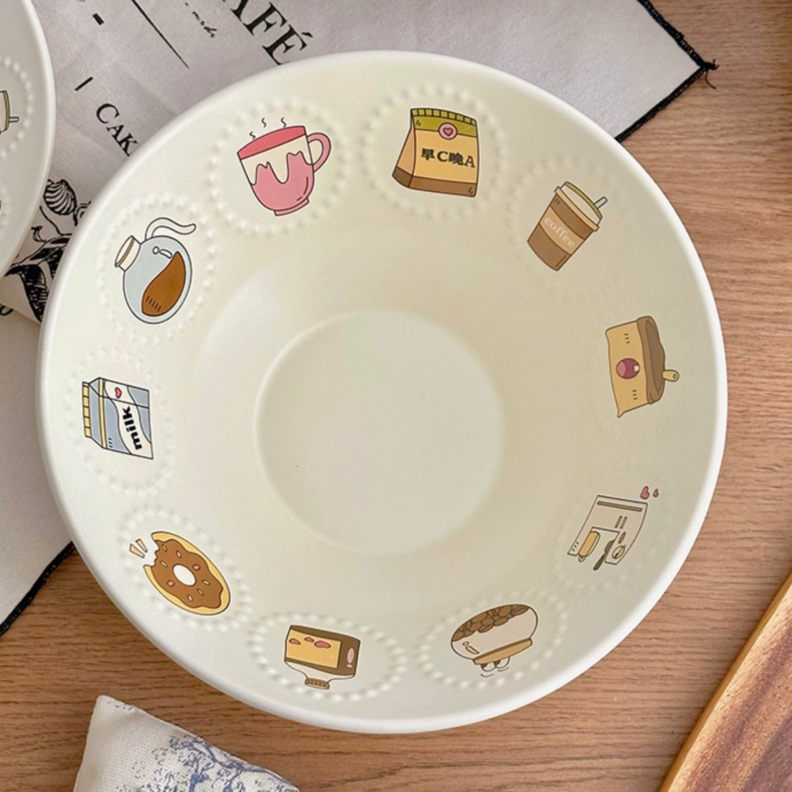 Cute Illustration Ceramic Large Bowl - Perfect Choice for Enjoying Delicious Meals | Ideal for Ramen, Soup, and More - Wuli Home