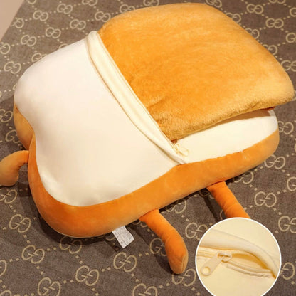 Cute Toast Bread Cushion with Matching Blanket - Soft and Cozy Cushion, Perfect for Birthday and Housewarming Gifts - Wuli Home