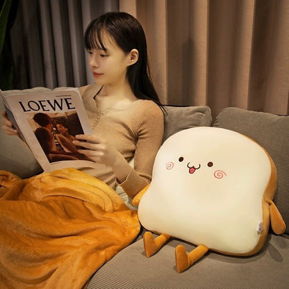 Cute Toast Bread Cushion with Matching Blanket - Soft and Cozy Cushion, Perfect for Birthday and Housewarming Gifts - Wuli Home