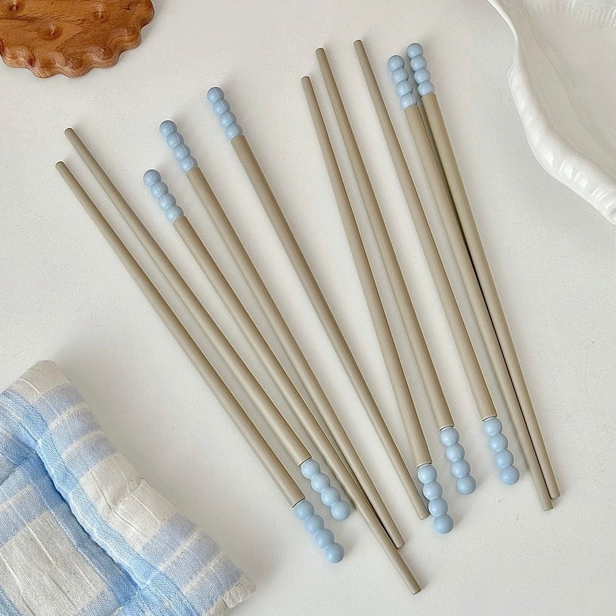 Durable Sky Blue Candy Bean Alloy Chopsticks | Antimicrobial, Matte Finish for Non-Slip Grip - Wuli Home