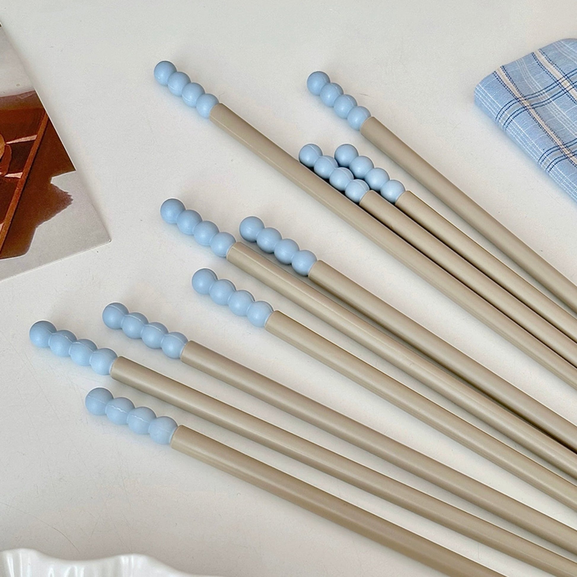 Durable Sky Blue Candy Bean Alloy Chopsticks | Antimicrobial, Matte Finish for Non-Slip Grip - Wuli Home