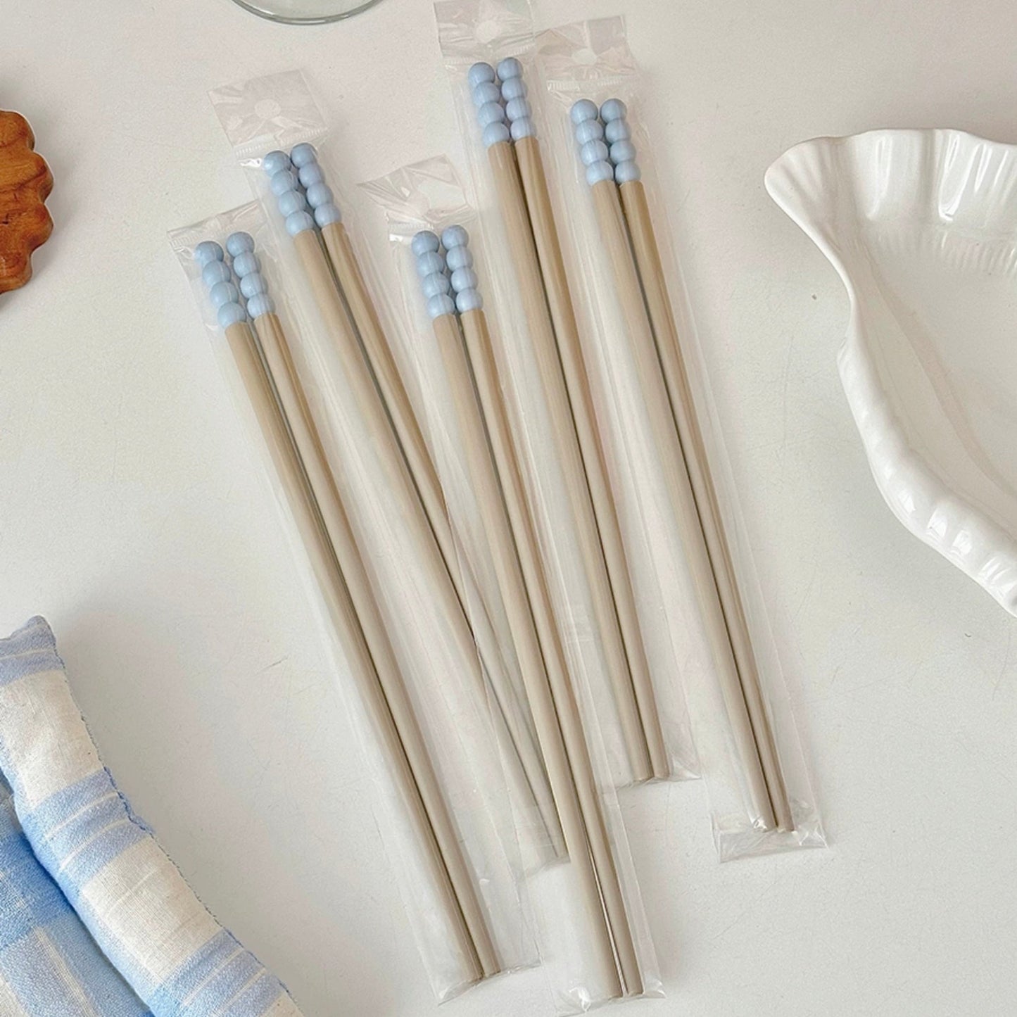 Durable Sky Blue Candy Bean Alloy Chopsticks | Antimicrobial, Matte Finish for Non-Slip Grip - Wuli Home