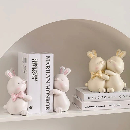 Embracing Bunny Bookend & Decor Piece – Available in Two Colors - Wuli Home