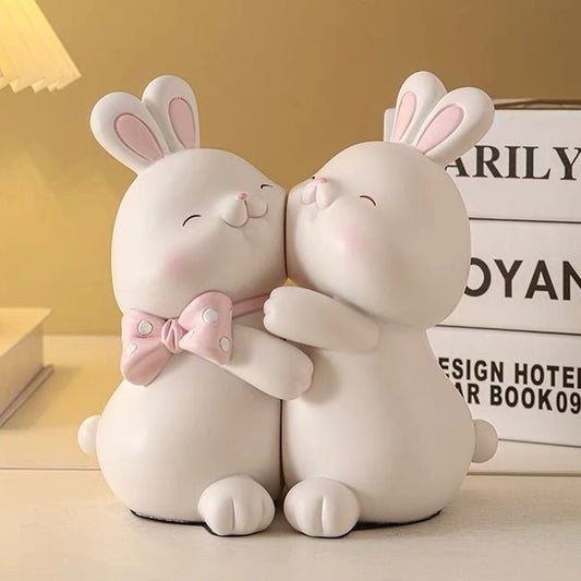 Embracing Bunny Bookend & Decor Piece – Available in Two Colors - Wuli Home