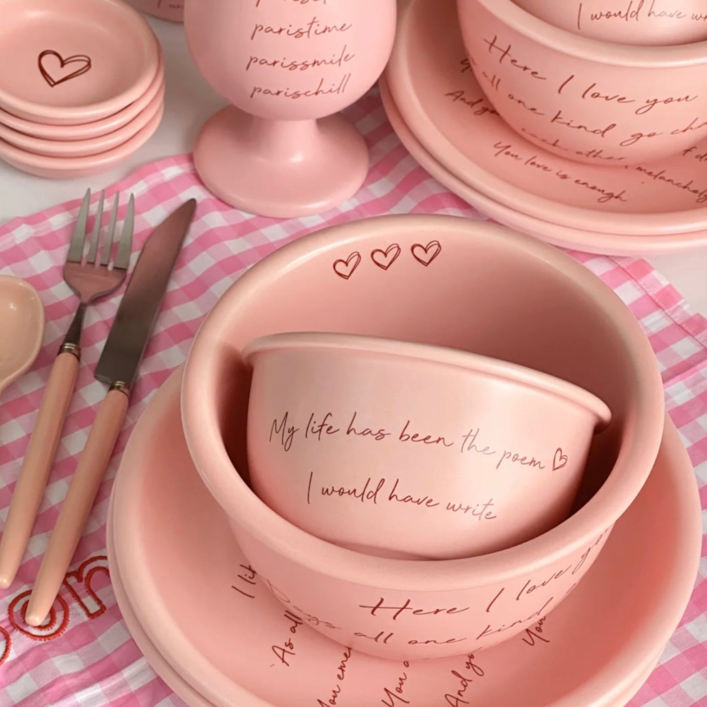 Fairy Soft Pink Ceramic Dinnerware Set - Gentle Pink with Simple Design - Wuli Home