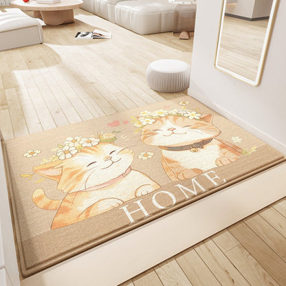 Floral Cat Multi-Functional Welcome Mat - Size 60x90cm/80x120cm - Wuli Home