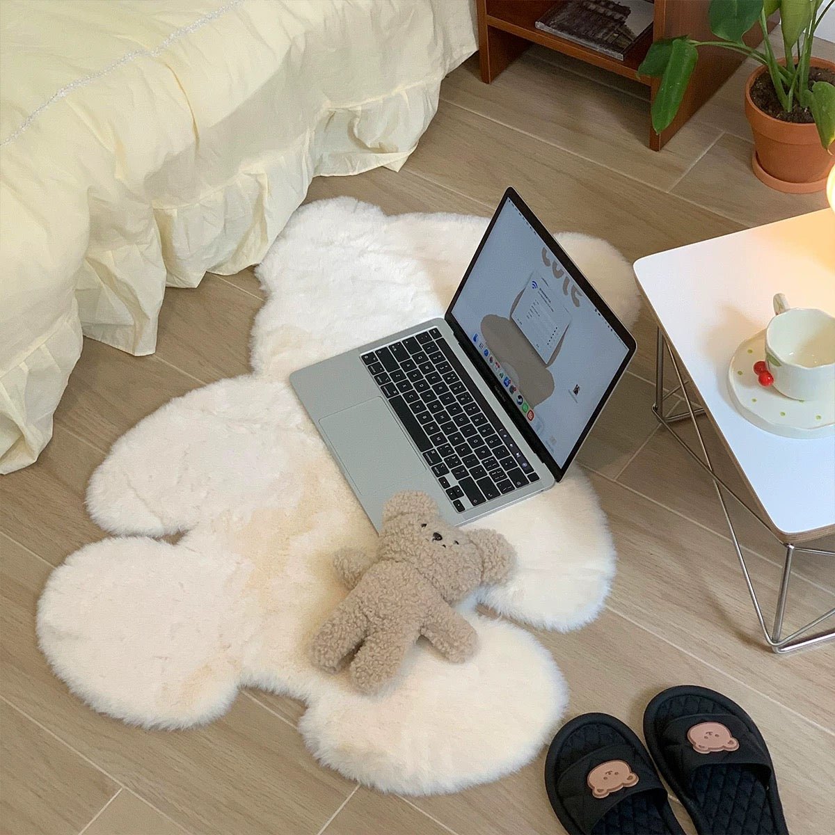 Furry Bear Plush Bedside Rug - Wuli Home