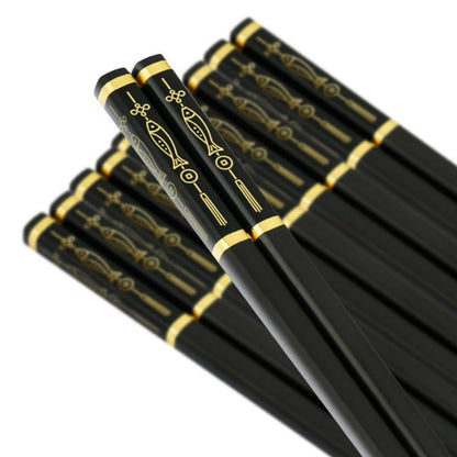 Good Fortune Black Alloy Chopsticks - Set of 5 - Wuli Home