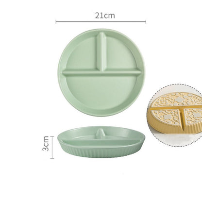 Handcrafted Macaron-Colored Ceramic Divided Plate | Four Delightful Colors | Microwave & Dishwasher Safe - Wuli Home