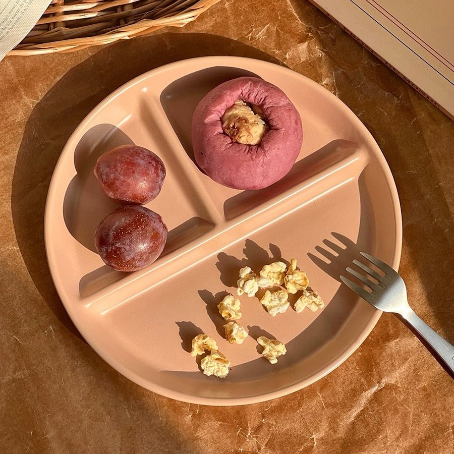 Handcrafted Macaron-Colored Ceramic Divided Plate | Four Delightful Colors | Microwave & Dishwasher Safe - Wuli Home