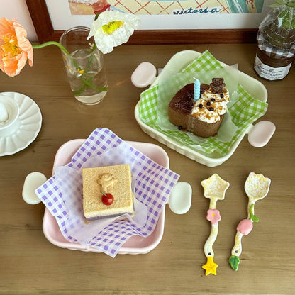 Handcrafted Macaron- Colored Pink and White Ceramic Baking Dish - Dual Handles | Square & Oval Shapes Available - Wuli Home