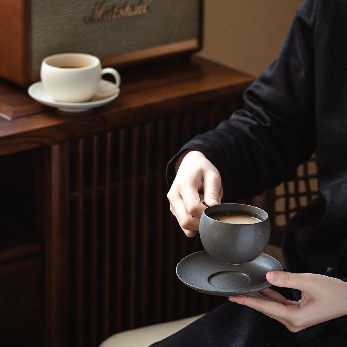 Handcrafted Matte Coffee Mug Set - Coarse Pottery | Artisanal Creation from Jingdezhen, 220ML Capacity - Wuli Home