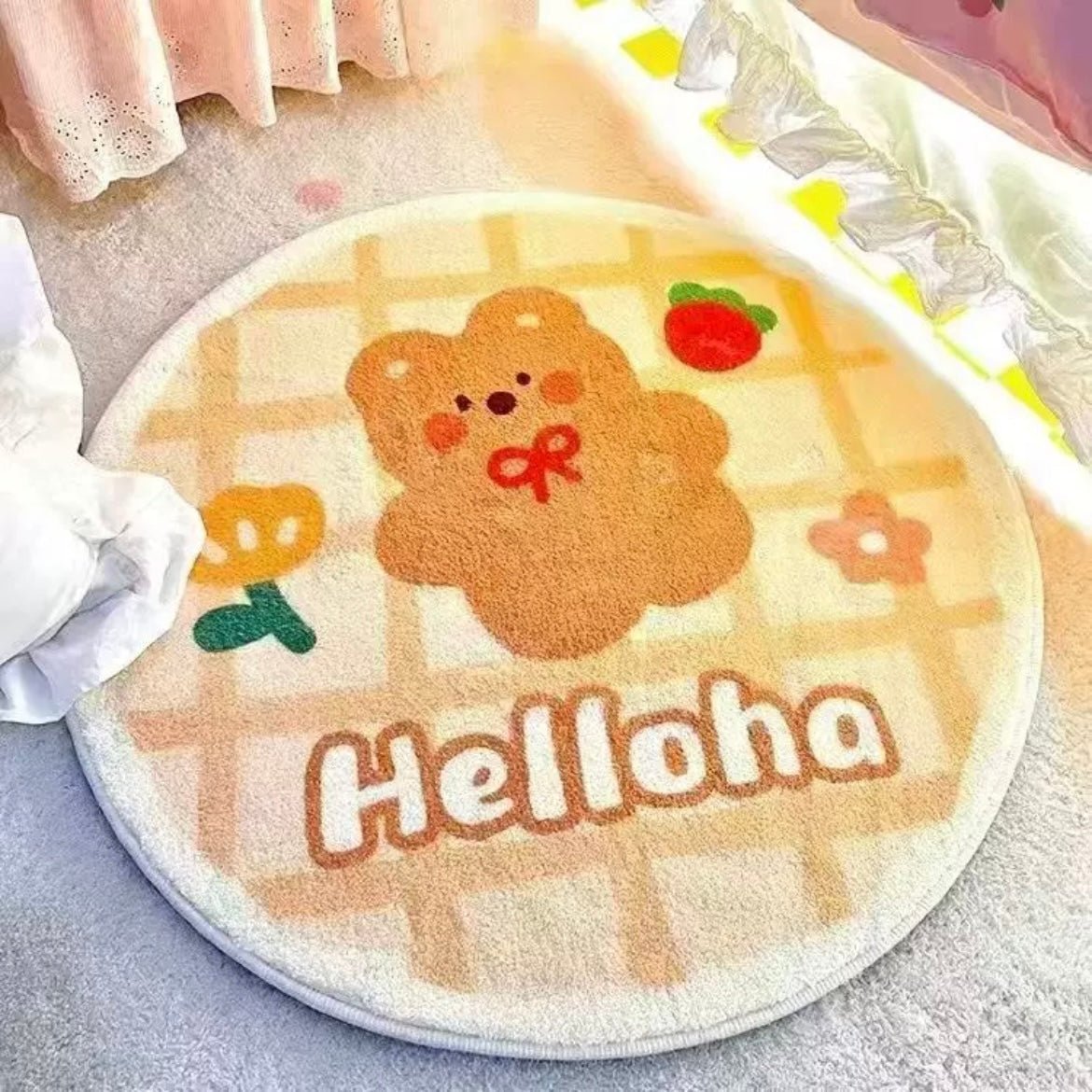 Helloha Bear Plush Bedside Rug - Wuli Home