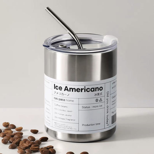 Ice Americano Stainless Coffee Mug with Straw - Wuli Home