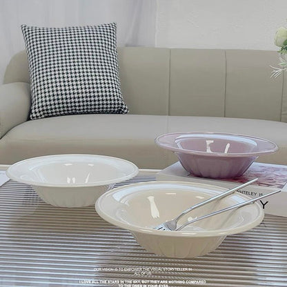 In Style Creamy Ceramic Soup Plate - Versatile Soft Tones - Wuli Home