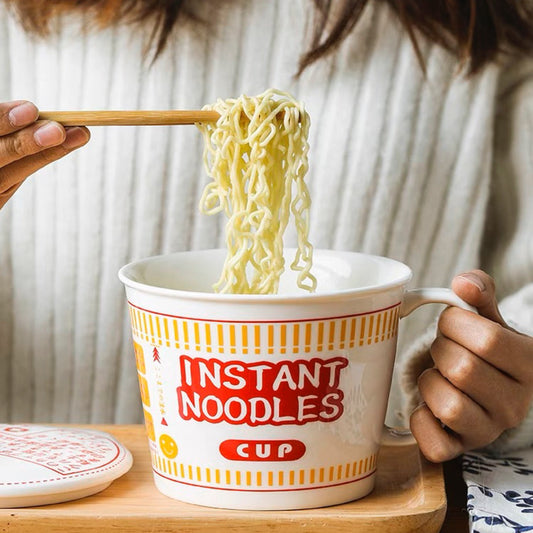 Instant Noodle Ceramic Ramen Bowl - Unique Design, Large Capacity - Wuli Home