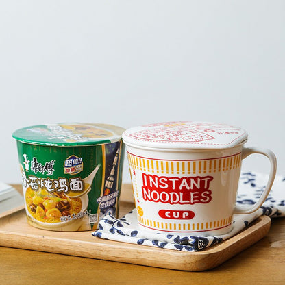 Instant Noodle Ceramic Ramen Bowl - Unique Design, Large Capacity - Wuli Home