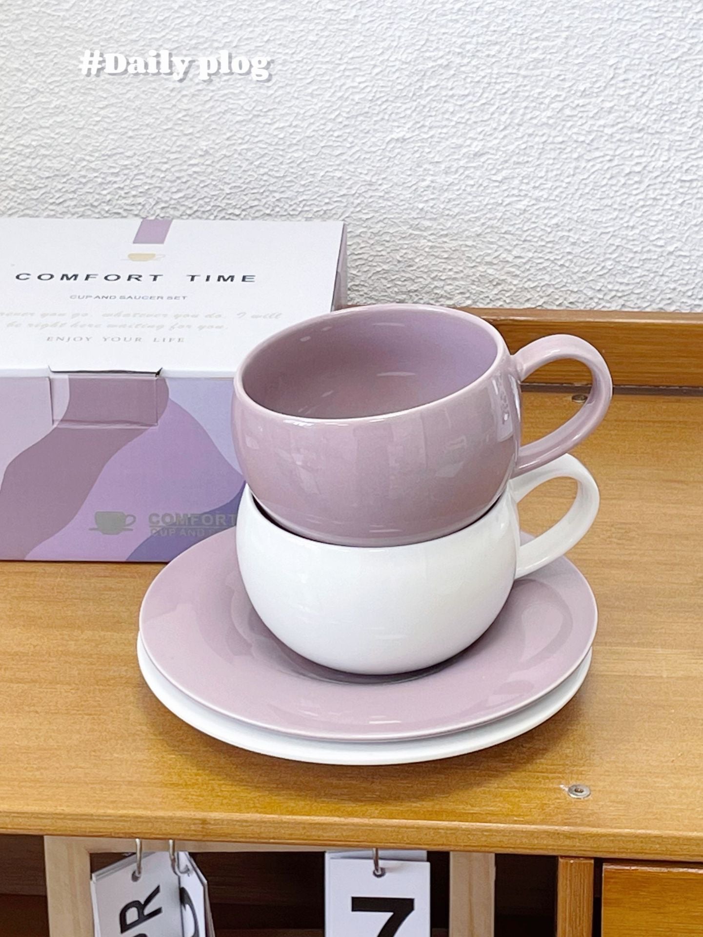 Light Purple Coffee Mug Set - Egg-shaped Design, 280ML Capacity - Wuli Home