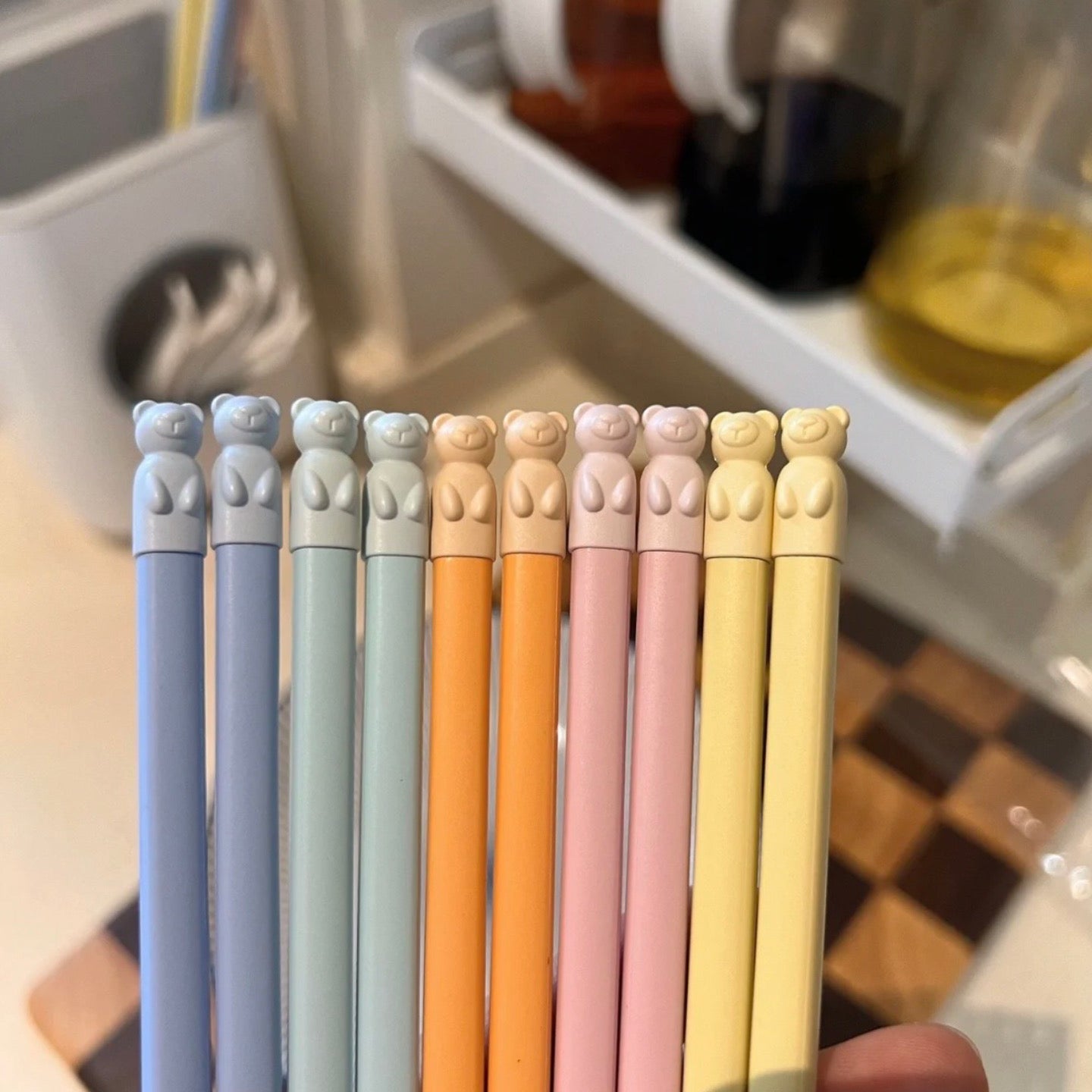 Macaron-colored Alloy Chopsticks - Set of 5 | Comfortable Grip - Wuli Home