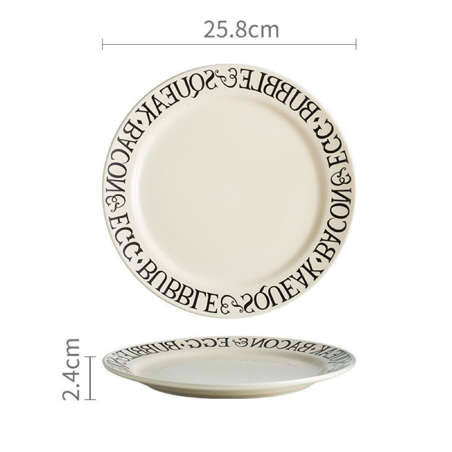 Minimalist Roman Alphabet Dinnerware Set - Elegant White Design with Roman Letters - Wuli Home