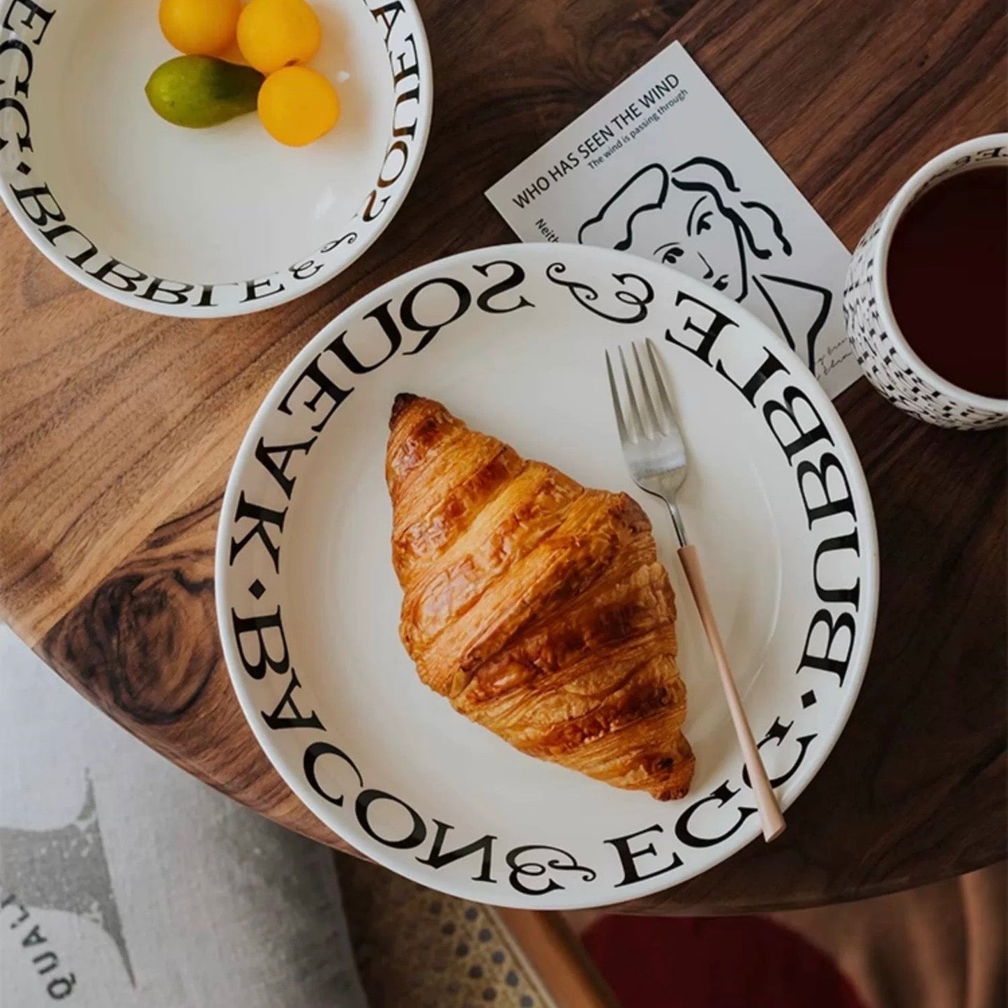 Minimalist Roman Alphabet Dinnerware Set - Elegant White Design with Roman Letters - Wuli Home