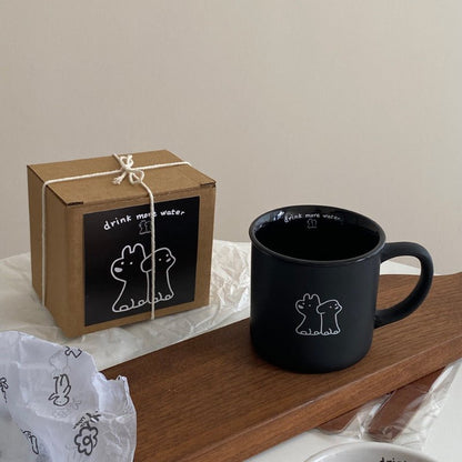 Monochrome Puppy Ceramic Mug | Ideal Gift for Couples, 400ML Capacity - Wuli Home