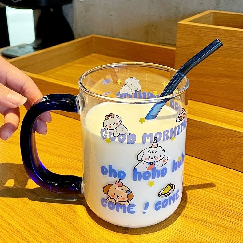Morning Puppy Large Glass Mug | Cute Dog Design, 800ML Capacity - Wuli Home