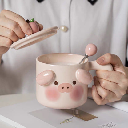 Peachy Pig and Appley Pup Ceramic Mug | Perfect Gift Choice, 400ML Capacity - Wuli Home