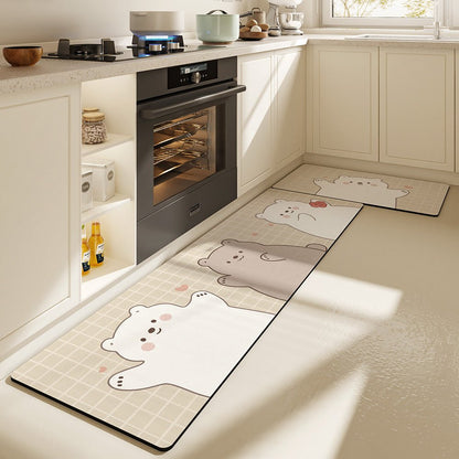 Polar Bears Absorbent and Stain-Resistant Kitchen Mat - Size 45x75cm/45x150cm - Wuli Home