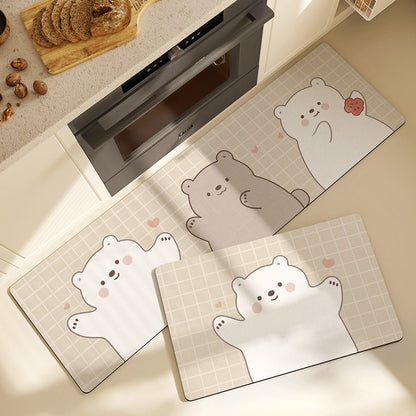 Polar Bears Absorbent and Stain-Resistant Kitchen Mat - Size 45x75cm/45x150cm - Wuli Home