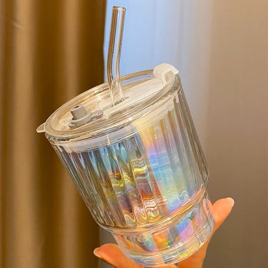 Radiant Glass Straw Mug with Lids - Wuli Home