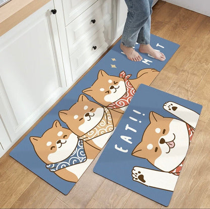 Shiba Inu Oil-Proof Leather Kitchen Mats - Wuli Home