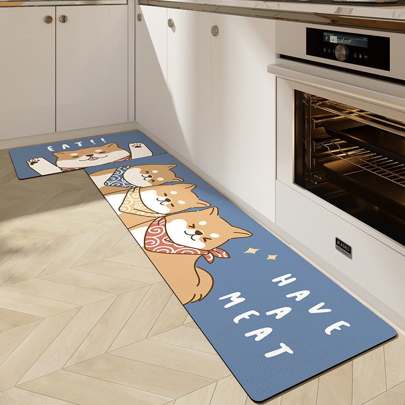 Shiba Inu Oil-Proof Leather Kitchen Mats - Wuli Home