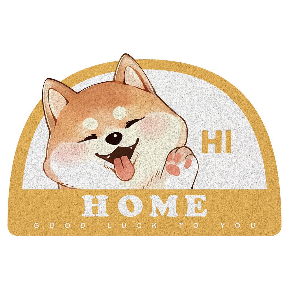 Shiba Inu Say Hi Half-Circle Doormat -Two Size Available - Wuli Home