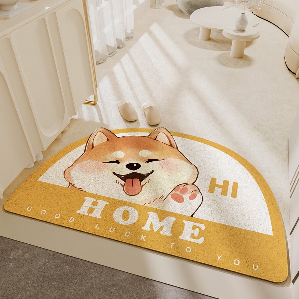 Shiba Inu Say Hi Half-Circle Doormat -Two Size Available - Wuli Home