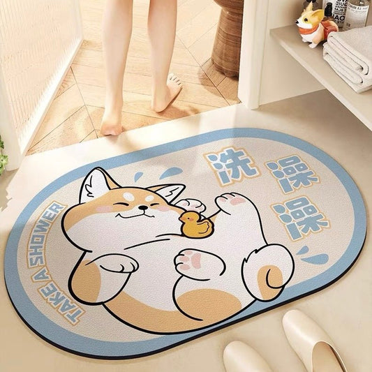 Shower Dog Bathroom Absorbent Mat - Size 40x60cm | Quick-Drying and Absorbent - Wuli Home