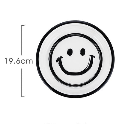 Smile Face Black & White Series Tableware Set - Modern Monochrome Design | Thick Ceramic - Wuli Home