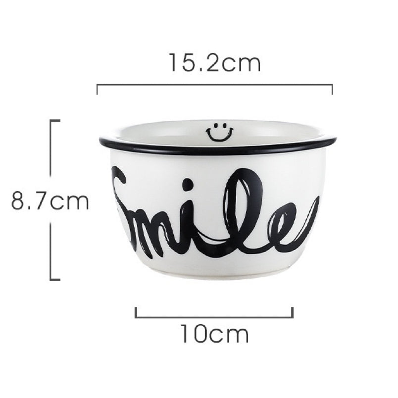 Smile Face Black & White Series Tableware Set - Modern Monochrome Design | Thick Ceramic - Wuli Home