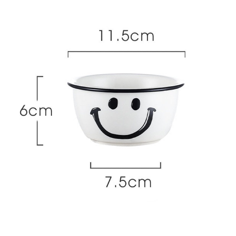 Smile Face Black & White Series Tableware Set - Modern Monochrome Design | Thick Ceramic - Wuli Home