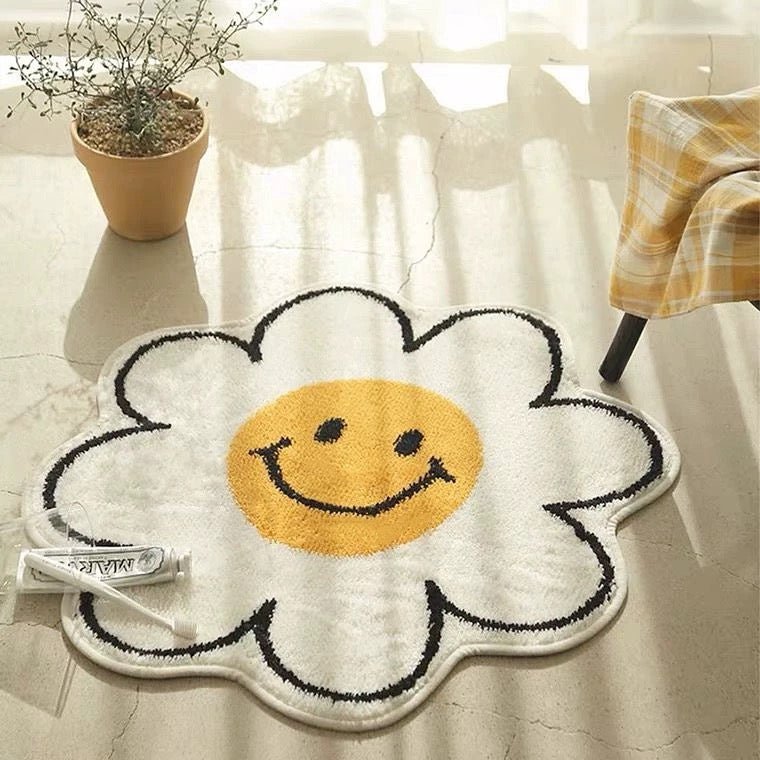 Smile Flower Plush Bedside Rug - Wuli Home