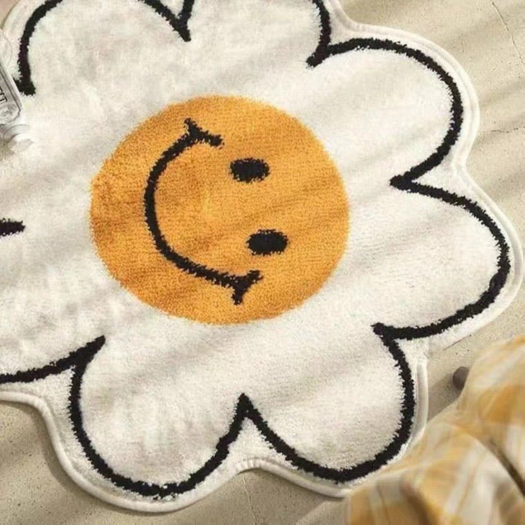 Smile Flower Plush Bedside Rug - Wuli Home