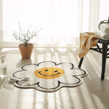 Smile Flower Plush Bedside Rug - Wuli Home