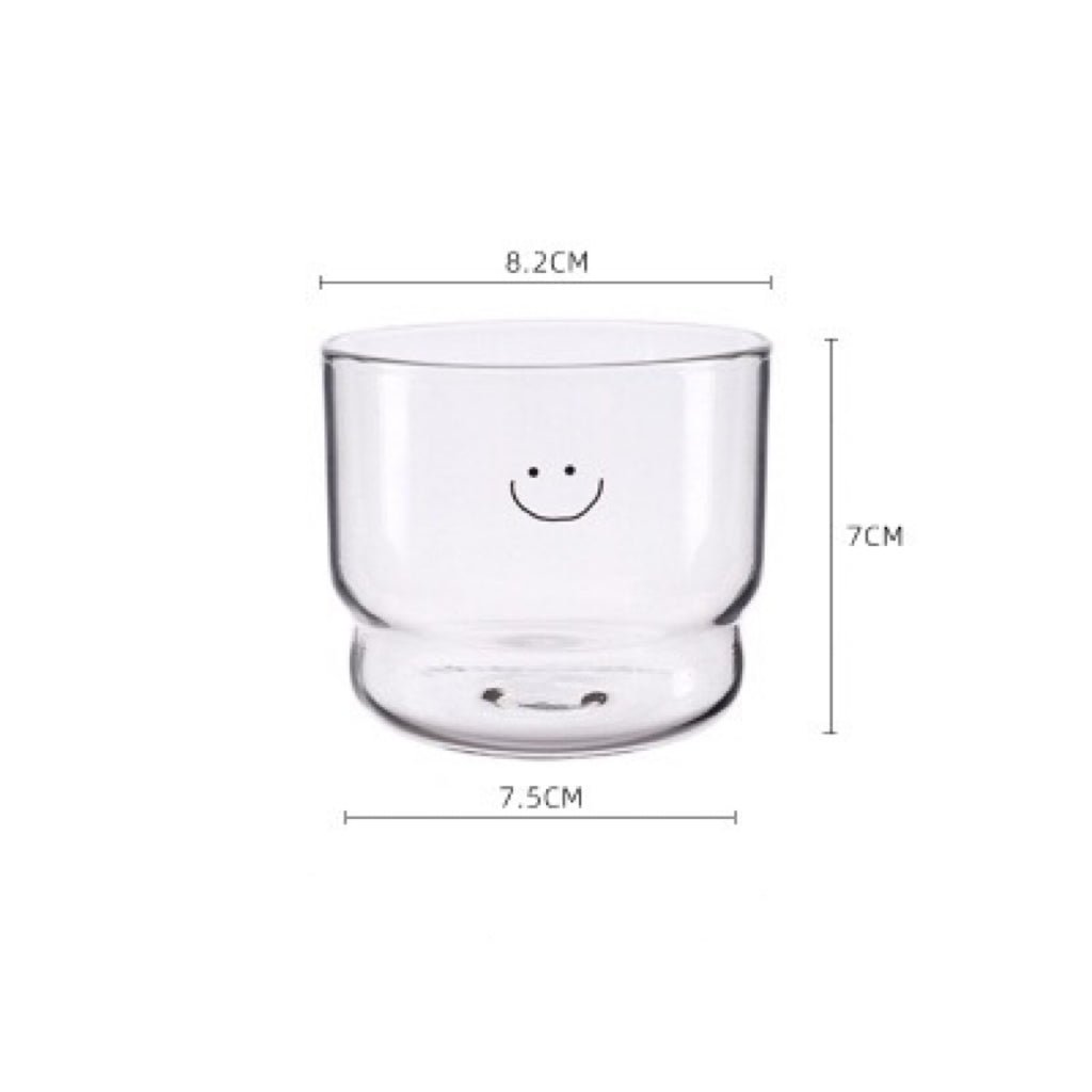 Smiley and Heart Glass Mug - Wuli Home