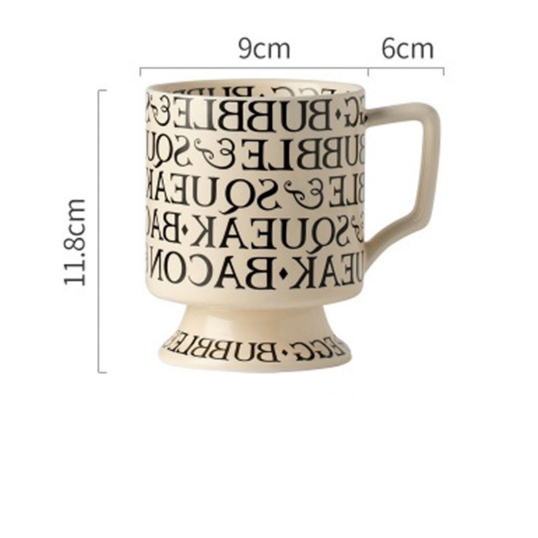 Sophisticated Roman Alphabet Tall Ceramic Mug | Elegant Design, 400ML Capacity - Wuli Home