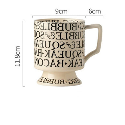 Sophisticated Roman Alphabet Tall Ceramic Mug | Elegant Design, 400ML Capacity - Wuli Home