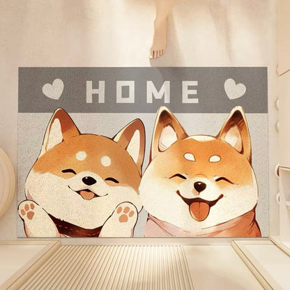 Two Shiba Inu Welcome Doormat - Size 60x90cm/80x120cm - Wuli Home