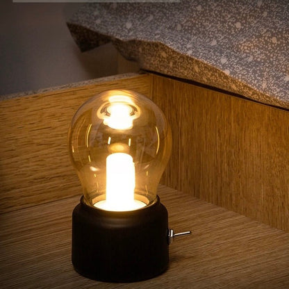 Vintage Bulb Night Light - USB Rechargeable, 12 Hours Battery Life, Gentle Glow for Sleep - Wuli Home