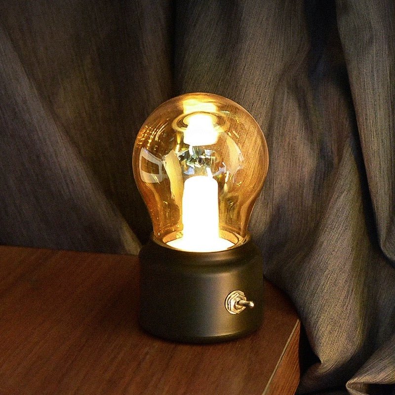 Vintage Bulb Night Light - USB Rechargeable, 12 Hours Battery Life, Gentle Glow for Sleep - Wuli Home