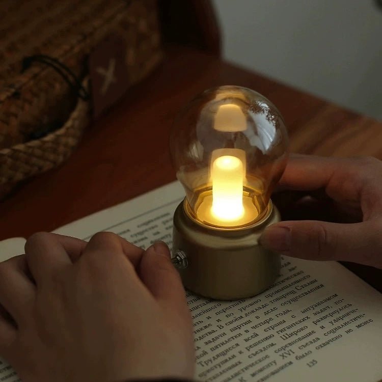 Vintage Bulb Night Light - USB Rechargeable, 12 Hours Battery Life, Gentle Glow for Sleep - Wuli Home