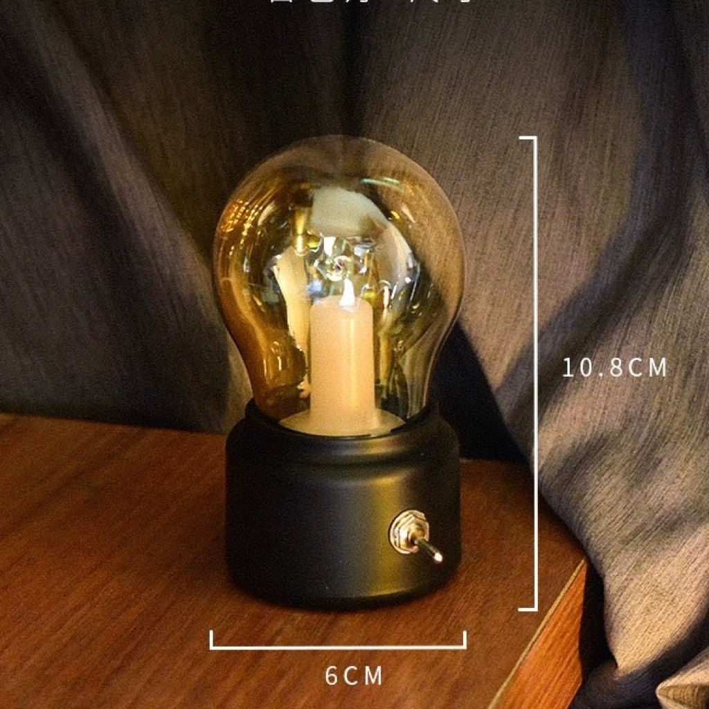 Vintage Bulb Night Light - USB Rechargeable, 12 Hours Battery Life, Gentle Glow for Sleep - Wuli Home